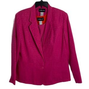 Sag Harbor Women’s Jacket and Matching Blouse size 12 Color Fuchsia